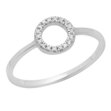 0.10 Carat (ctw) 14K White Gold Round Cut White Diamond Ladies Bridal Engagement Ring 1/10 CT
