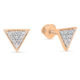 0.20 Carat (ctw) 10K Rose Gold Round Cut Diamond Ladies Triangle Shape Stud Earrings 1/5 CT