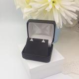 0.20 Carat (ctw) 18K White Gold Round Cut Diamond Ladies Triangle Shape Stud Earrings 1/5 CT