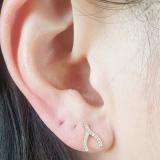 0.15 Carat (ctw) 10K Yellow Gold Round Cut White Diamond Ladies Fashion Wishbone Stud Earring