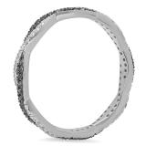 0.38 Carat (ctw) 14K White Gold Round Cut White & Black Diamond Ladies Bridal Stackable Swirl Anniversary Wedding Band