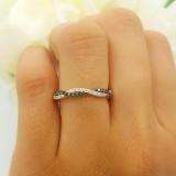 0.38 Carat (ctw) 14K White Gold Round Cut White & Black Diamond Ladies Bridal Stackable Swirl Anniversary Wedding Band