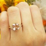1.95 Carat (ctw) 14K Rose Gold Cushion Cut Morganite & Round White Diamond Ladies Bridal Engagement Ring