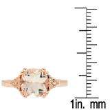 1.95 Carat (ctw) 14K Rose Gold Cushion Cut Morganite & Round White Diamond Ladies Bridal Engagement Ring