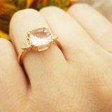 1.95 Carat (ctw) 14K Rose Gold Cushion Cut Morganite & Round White Diamond Ladies Bridal Engagement Ring