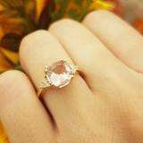 1.95 Carat (ctw) 14K Rose Gold Cushion Cut Morganite & Round White Diamond Ladies Bridal Engagement Ring