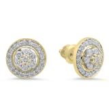 0.45 Carat (ctw) 10K Yellow Gold Round Diamond Ladies Halo Style Stud Earrings With Removable Jackets 1/2 CT