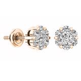0.48 Carat (ctw) 10K Rose Gold Round White Diamond Ladies Flower Cluster Earrings 1/2 CT