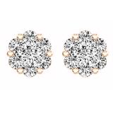 0.48 Carat (ctw) 10K Rose Gold Round White Diamond Ladies Flower Cluster Earrings 1/2 CT