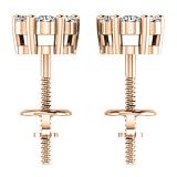 0.48 Carat (ctw) 10K Rose Gold Round White Diamond Ladies Flower Cluster Earrings 1/2 CT