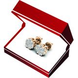 0.48 Carat (ctw) 10K Rose Gold Round White Diamond Ladies Flower Cluster Earrings 1/2 CT
