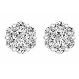 0.48 Carat (ctw) 10K White Gold Round White Diamond Ladies Flower Cluster Earrings 1/2 CT