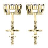 0.48 Carat (ctw) 14K Yellow Gold Round White Diamond Ladies Flower Cluster Earrings 1/2 CT