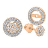 0.20 Carat (ctw) 10K Rose Gold Round White Diamond Removable Jackets For Stud Earrings 1/5 CT