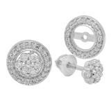 0.20 Carat (ctw) 10K White Gold Round White Diamond Removable Jackets For Stud Earrings 1/5 CT