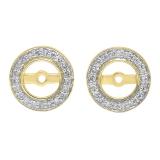 0.20 Carat (ctw) 10K Yellow Gold Round White Diamond Removable Jackets For Stud Earrings 1/5 CT