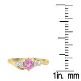 0.70 Carat (ctw) 10K Yellow Gold Round Pink Sapphire and White Diamond Ladies 5 Stone Swirl Bridal Engagement Ring 3/4 CT