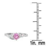 0.70 Carat (ctw) 14K White Gold Round Pink Sapphire and White Diamond Ladies 5 Stone Swirl Bridal Engagement Ring 3/4 CT