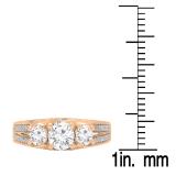 1.15 Carat (ctw) 10K Rose Gold Round Diamond Ladies Vintage Bridal 3 Stone Engagement Ring