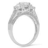 1.15 Carat (ctw) 10K White Gold Round Diamond Ladies Vintage Bridal 3 Stone Engagement Ring