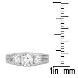 1.15 Carat (ctw) 10K White Gold Round Diamond Ladies Vintage Bridal 3 Stone Engagement Ring