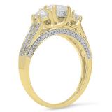 1.15 Carat (ctw) 10K Yellow Gold Round Diamond Ladies Vintage Bridal 3 Stone Engagement Ring