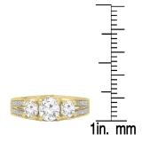 1.15 Carat (ctw) 10K Yellow Gold Round Diamond Ladies Vintage Bridal 3 Stone Engagement Ring