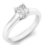 0.50 Carat (ctw) 18k White Gold Princess Cut White Diamond Ladies Lucida Setting Solitaire Bridal Engagement Ring 1/2 CT