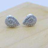 0.25 Carat (ctw) 10K White Gold Round White Diamond Ladies Teardrop Cluster Stud Earrings 1/4 CT
