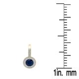 2.90 Carat (ctw) 10K Yellow Gold Round Blue Sapphire & White Diamond Ladies Halo Style Dangling Drop Earrings