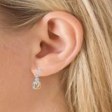1.80 Carat (ctw) 10K White Gold Asscher Citrine & Round Cut White Diamond Ladies Halo Style Dangling Earrings