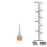 1.80 Carat (ctw) 10K White Gold Asscher Citrine & Round Cut White Diamond Ladies Halo Style Dangling Earrings