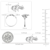 0.07 Carat (ctw) 10K White Gold Round White Diamond Ladies Cocktail Right Hand Dolphin Ring