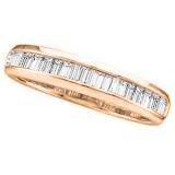0.13 Carat (ctw) 10K Rose Gold Baguette Cut White Diamond Ladies Anniversary Wedding Band Stackable Ring