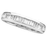 0.13 Carat (ctw) 10K White Gold Baguette Cut White Diamond Ladies Anniversary Wedding Band Stackable Ring