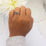 0.40 Carat (ctw) 10K Yellow Gold Round Blue & White Diamond Ladies Split Shank Cocktail Fashion Right Hand Ring