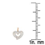 0.70 Carat (ctw) 10K Rose Gold Round White Diamond Ladies Double Heart Pendant 3/4 CT