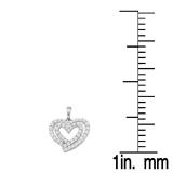 0.70 Carat (ctw) 18K White Gold Round White Diamond Ladies Double Heart Pendant 3/4 CT
