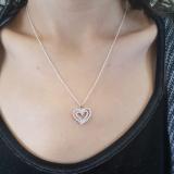 0.70 Carat (ctw) 18K Yellow Gold Round White Diamond Ladies Double Heart Pendant 3/4 CT