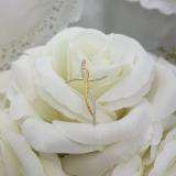 0.12 Carat (ctw) 10K Yellow Gold Round White Diamond Ladies Cross Pendant