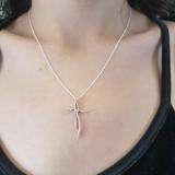 0.12 Carat (ctw) 18K Rose Gold Round White Diamond Ladies Cross Pendant