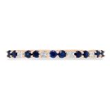 0.30 Carat (ctw) 10K Rose Gold Round Cut Blue Sapphire & Princess Cut White Diamond Ladies Anniversary Wedding Stackable Band 1/3 CT