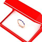 0.30 Carat (ctw) 10K Rose Gold Round Cut Blue Sapphire & Princess Cut White Diamond Ladies Anniversary Wedding Stackable Band 1/3 CT