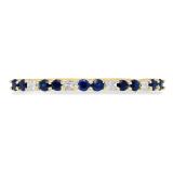 0.30 Carat (ctw) 10K Yellow Gold Round Cut Blue Sapphire & Princess Cut White Diamond Ladies Anniversary Wedding Stackable Band 1/3 CT
