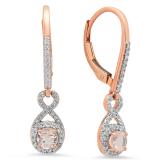 0.75 Carat (ctw) 10K Rose Gold Round Cut Morganite & White Diamond Ladies Infinity Dangling Drop Earrings 3/4 CT