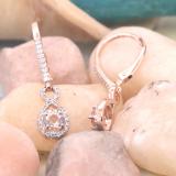 0.75 Carat (ctw) 10K Rose Gold Round Cut Morganite & White Diamond Ladies Infinity Dangling Drop Earrings 3/4 CT