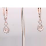0.75 Carat (ctw) 10K Rose Gold Round Cut Morganite & White Diamond Ladies Infinity Dangling Drop Earrings 3/4 CT