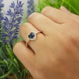 1.10 Carat (ctw) 10K Yellow Gold Heart Cut Blue Sapphire & Round Cut White Diamond Ladies Heart Shaped Bridal Engagement Ring 1 CT