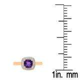 0.90 Carat (ctw) 10K Rose Gold Cushion Cut Amethyst & Round White Diamond Ladies Bridal Engagement Ring