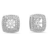 0.45 Carat (ctw) 10K White Gold Round White Diamond Removable Jackets For Stud Earrings 1/2 CT
